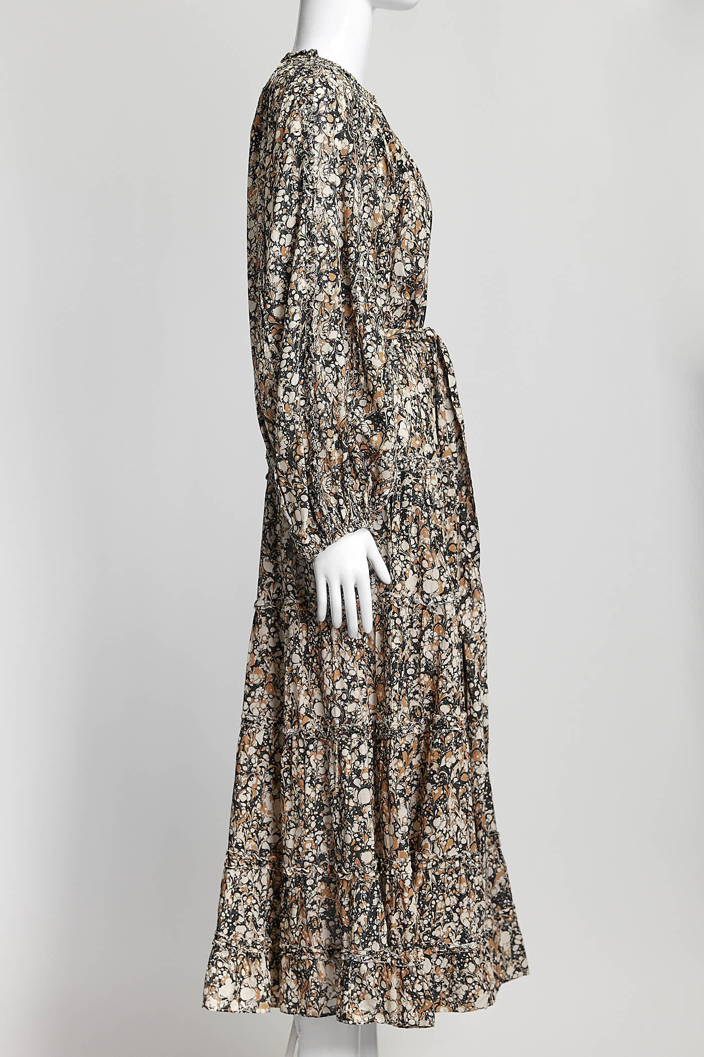 Ulla Johnson Black/Yellow Floral Print Long Dress