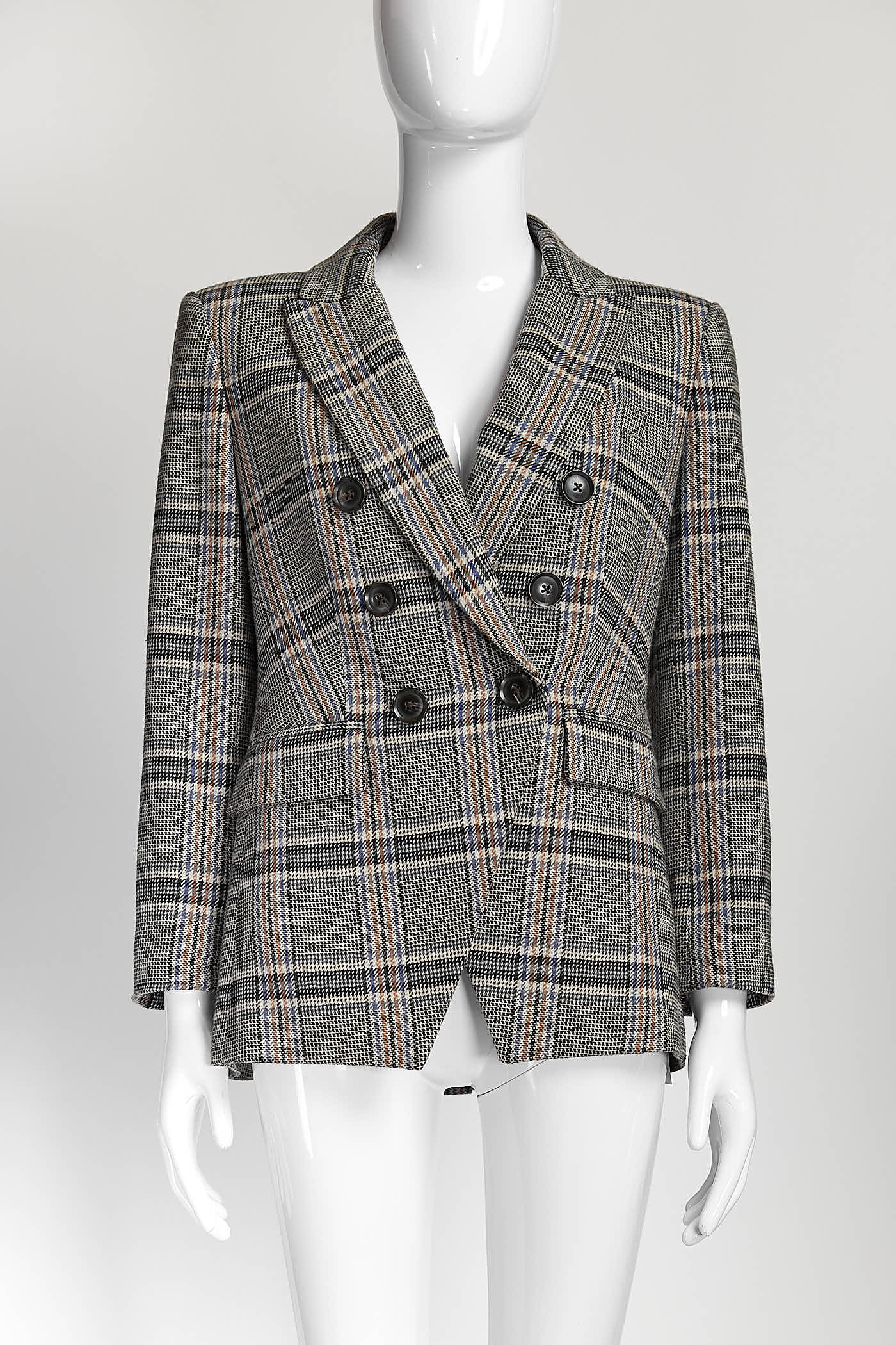 VERONICA BEARD Miller Dickey Double-Breasted Blazer In Plaid Print 4