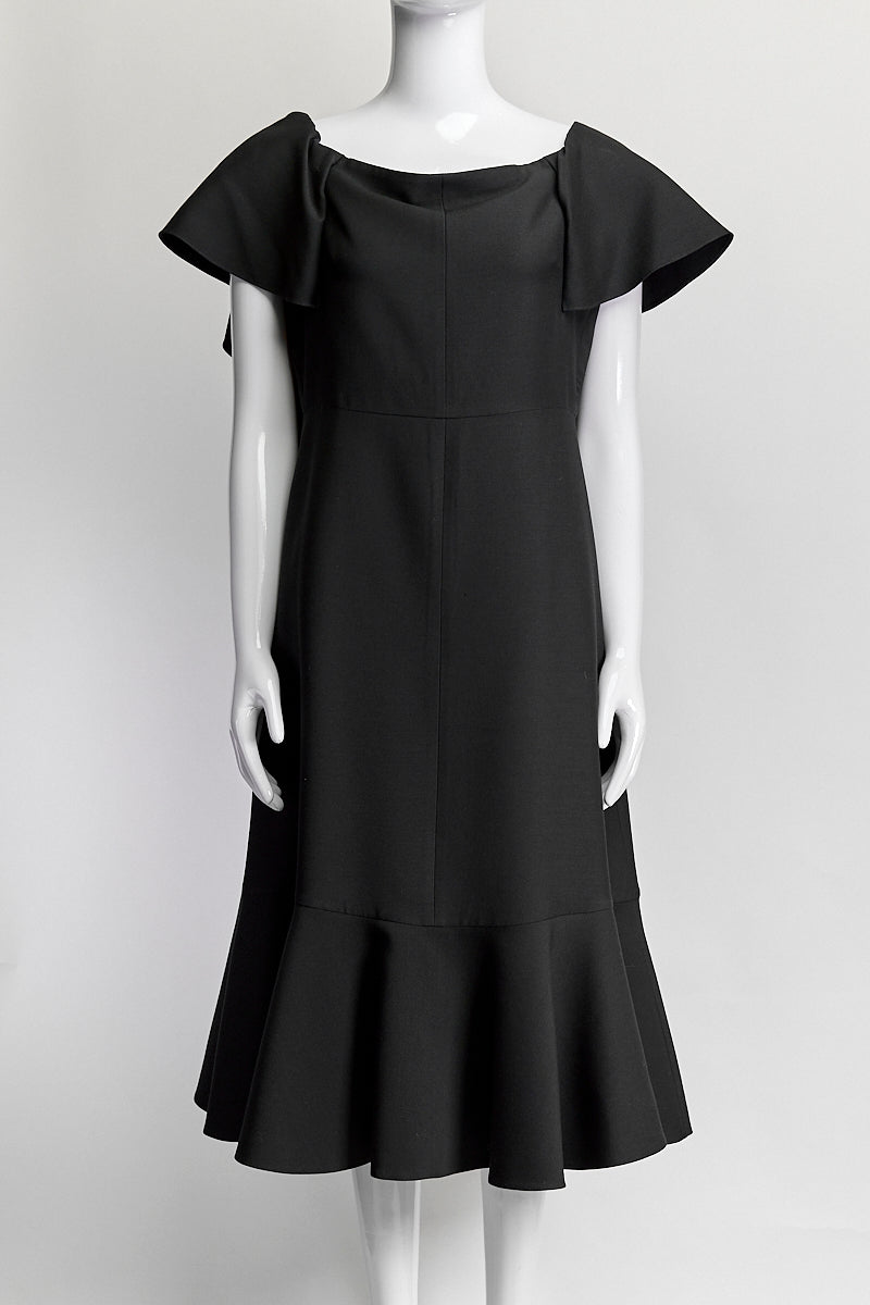 Valentino Black Ruffle Sleeve Dress L