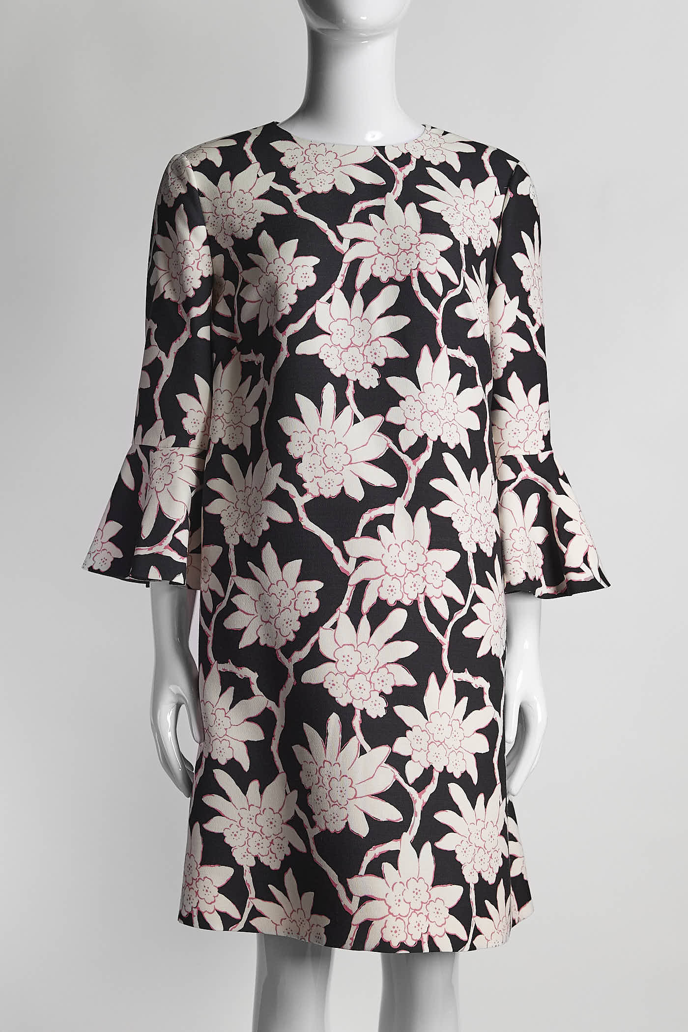 Valentino Black/White Floral Printed Dress 6