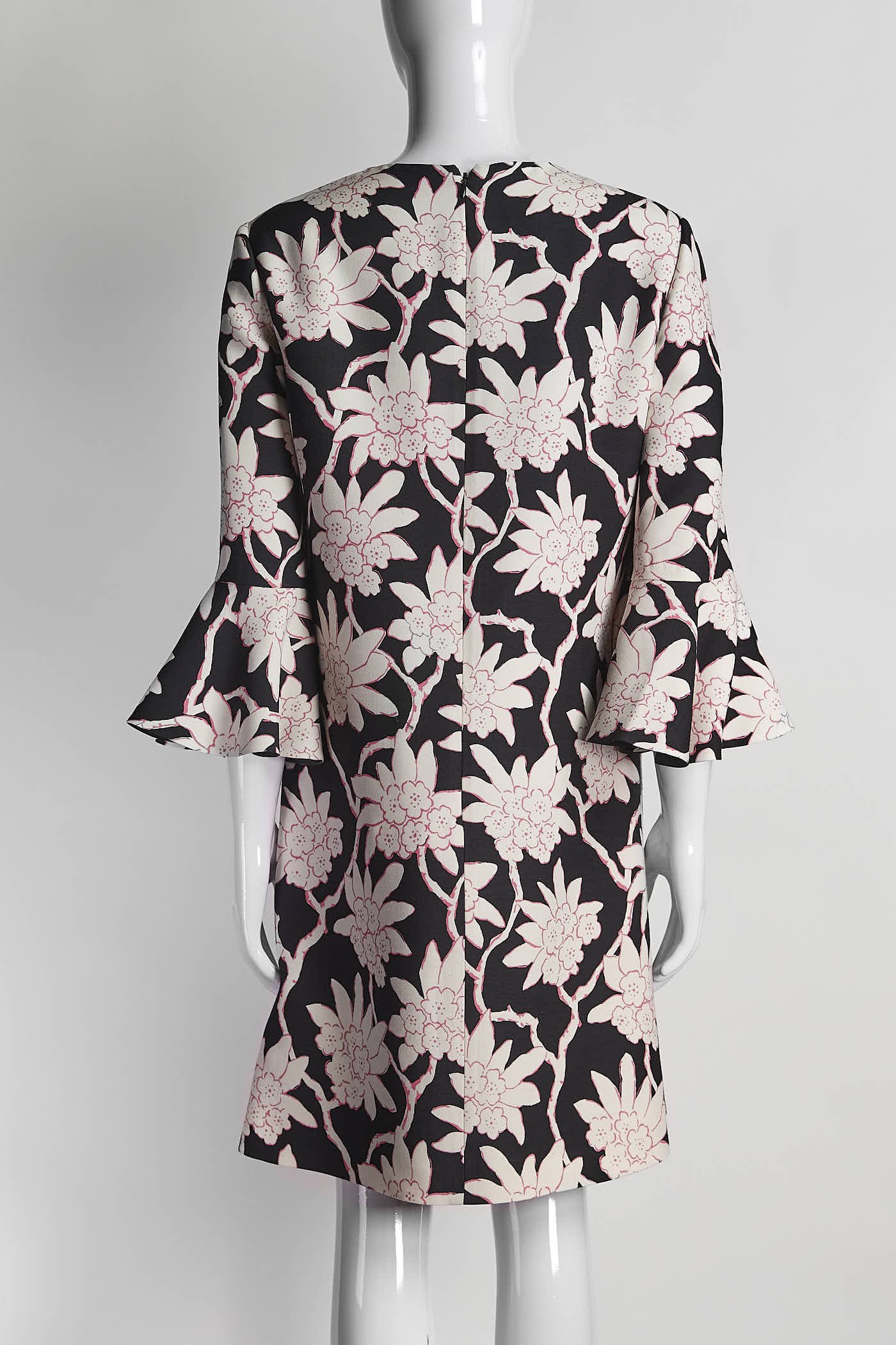 Valentino Black/White Floral Printed Dress 6