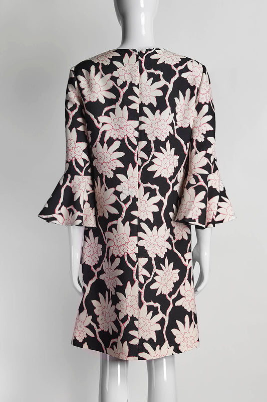 Valentino Black/White Floral Printed Dress 6