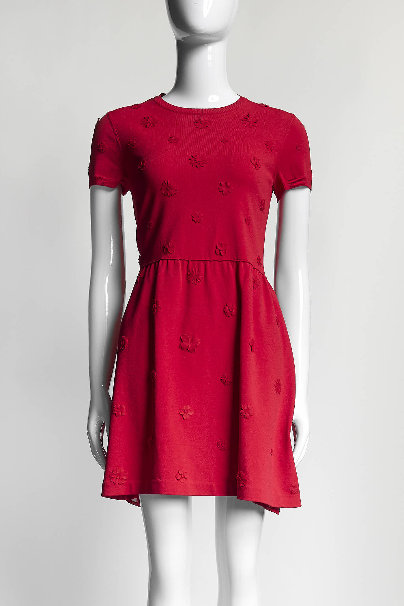 Valentino Red Floral Detail Shift Dress M