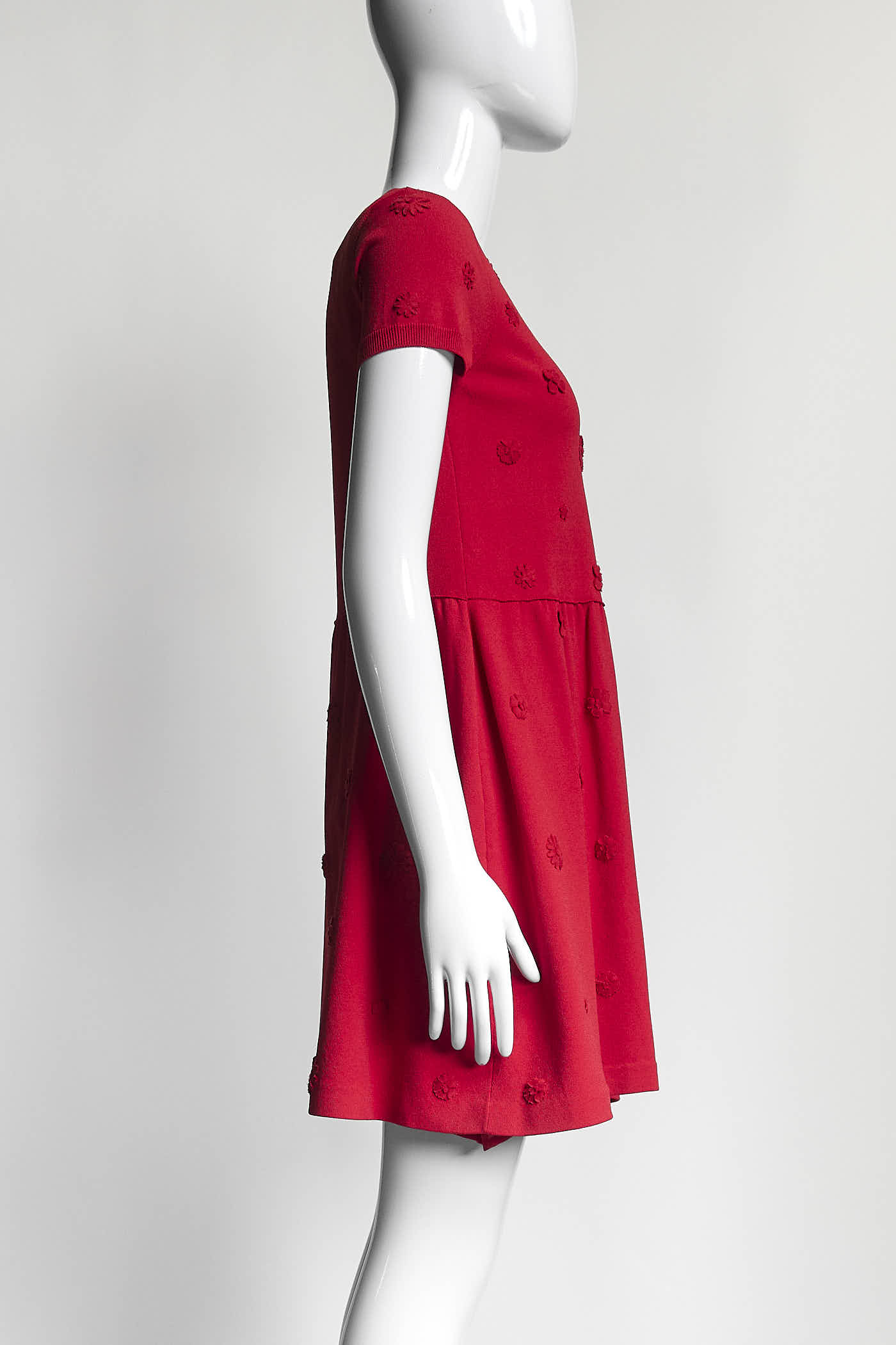 Valentino Red Floral Detail Shift Dress M