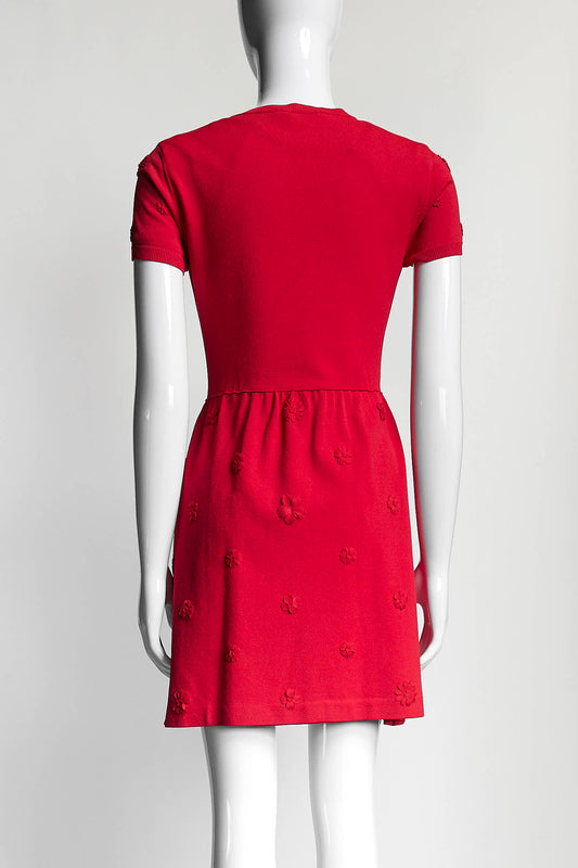 Valentino Red Floral Detail Shift Dress M