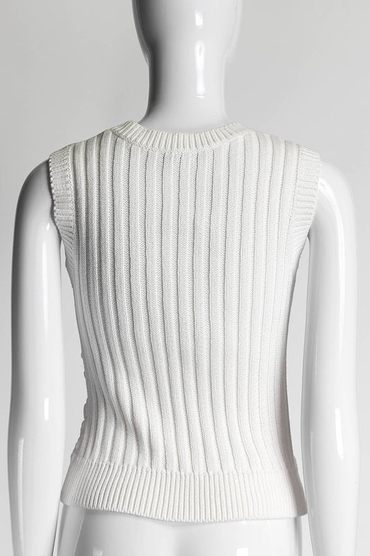 Valentino White Lace Knit Vest M