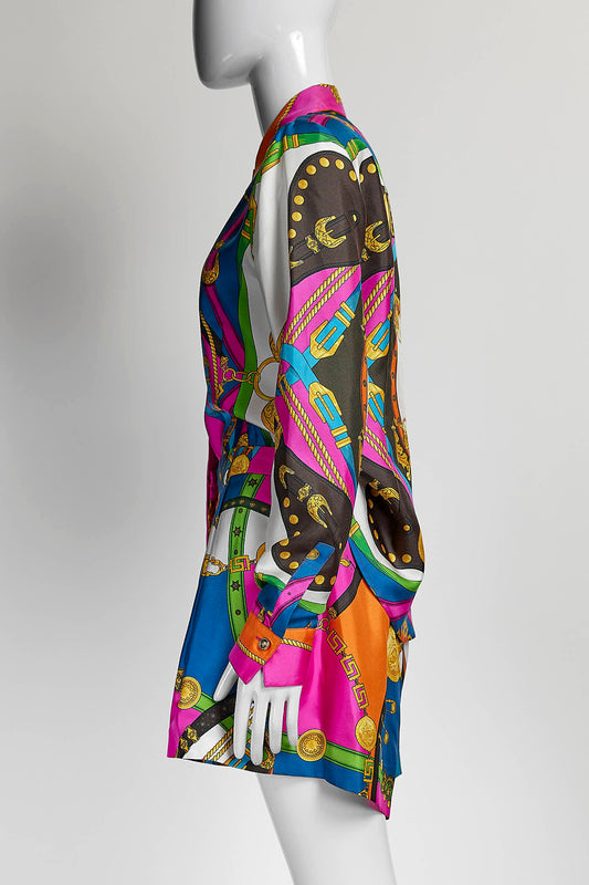 Versace Baroque Rodeo Print Silk Shirt/Short 40