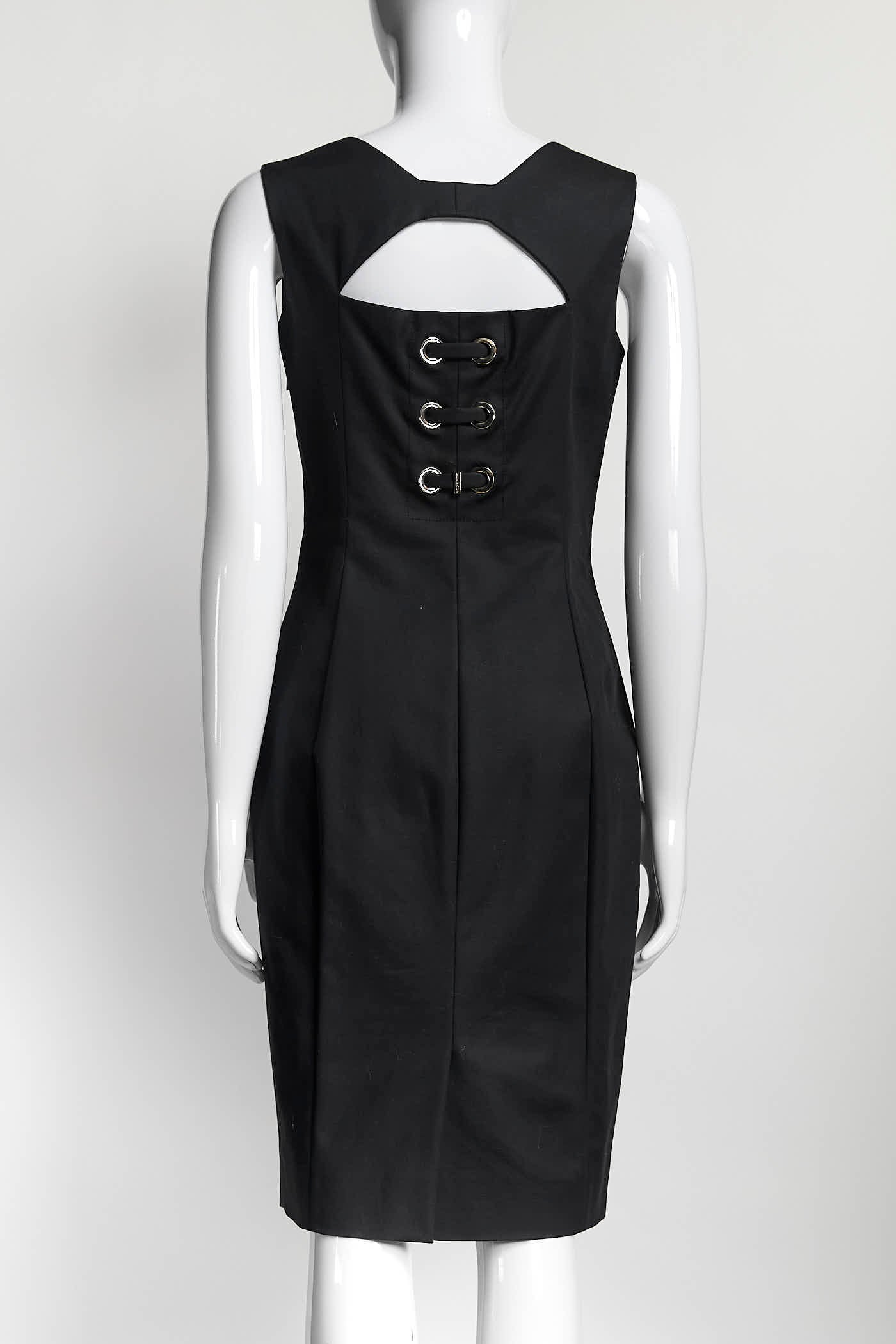Versace Black Sleeveless Dress with Lace Detail 4