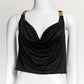 Versace Black Tank Top with Gold Button Detail 40