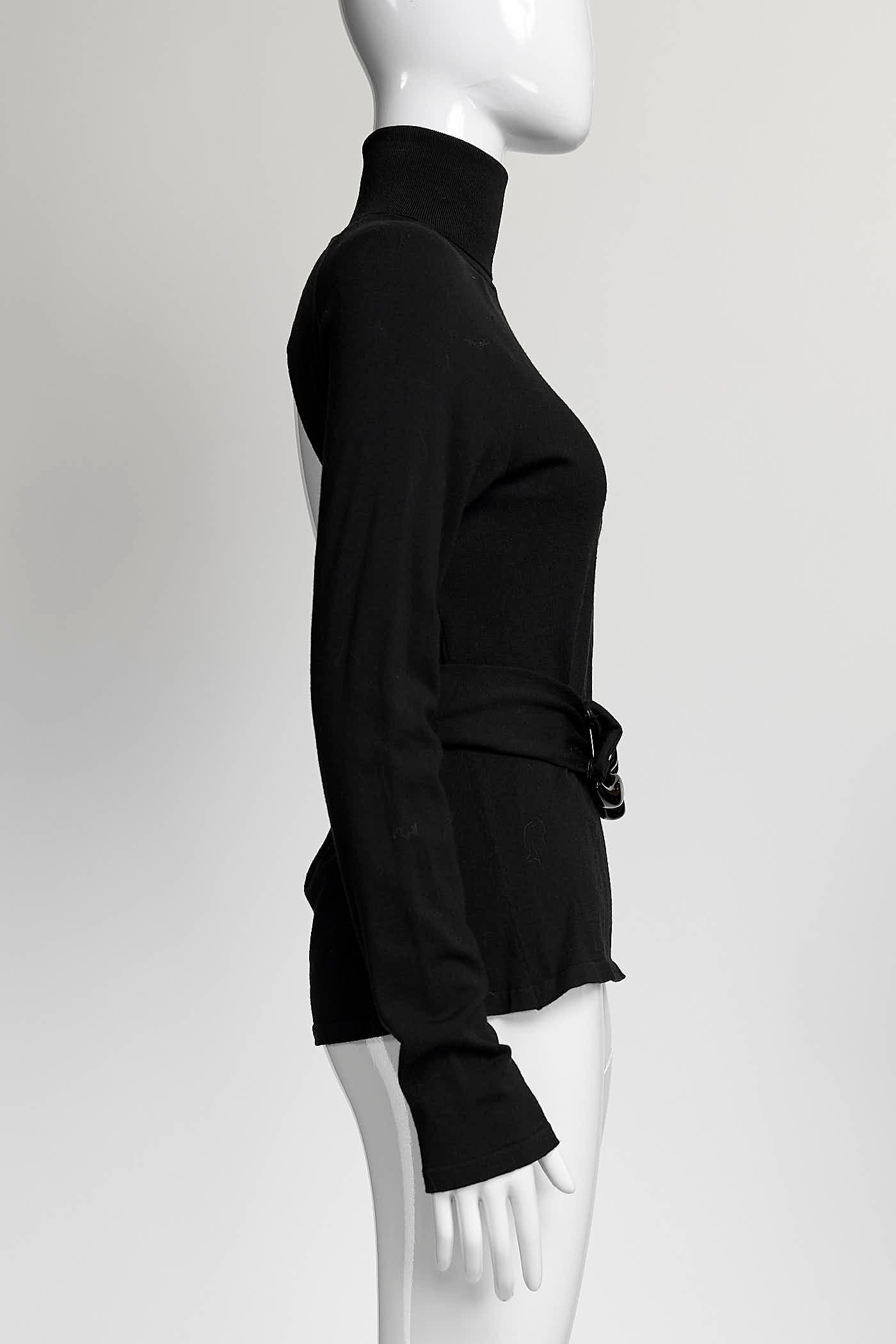 Versace Black Turtleneck Sweater with Chain Detail 40