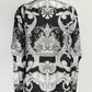 Versace Black/White Printed Silk Shirt/Top 40