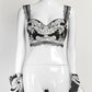Versace Black/White Printed Silk Shirt/Top 40