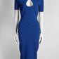 Versace Blue La Greca Knitted Midi Dress 40