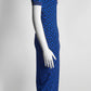 Versace Blue La Greca Knitted Midi Dress 40