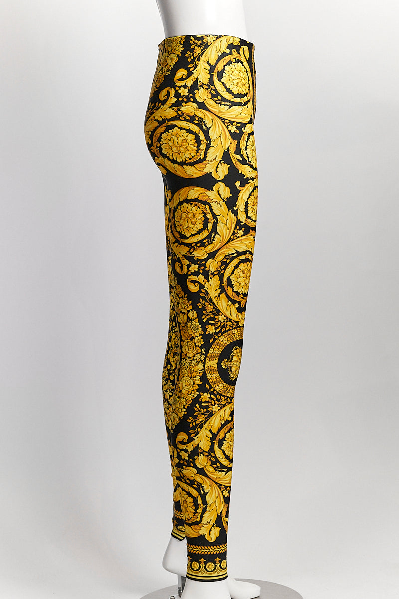 Versace Gold/Black Baroque Leggings IT38