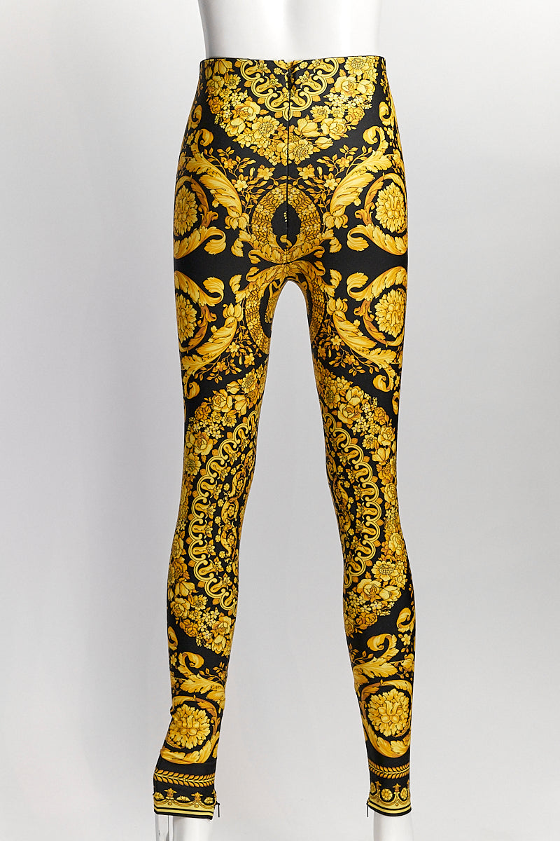 Versace Gold/Black Baroque Leggings IT38
