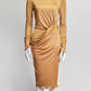 Versace Gold Ruched Bodycon Dress IT 40