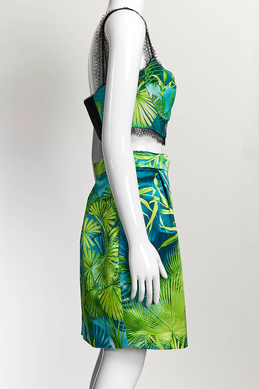 Versace Green Jungle Print Bralette Set 42