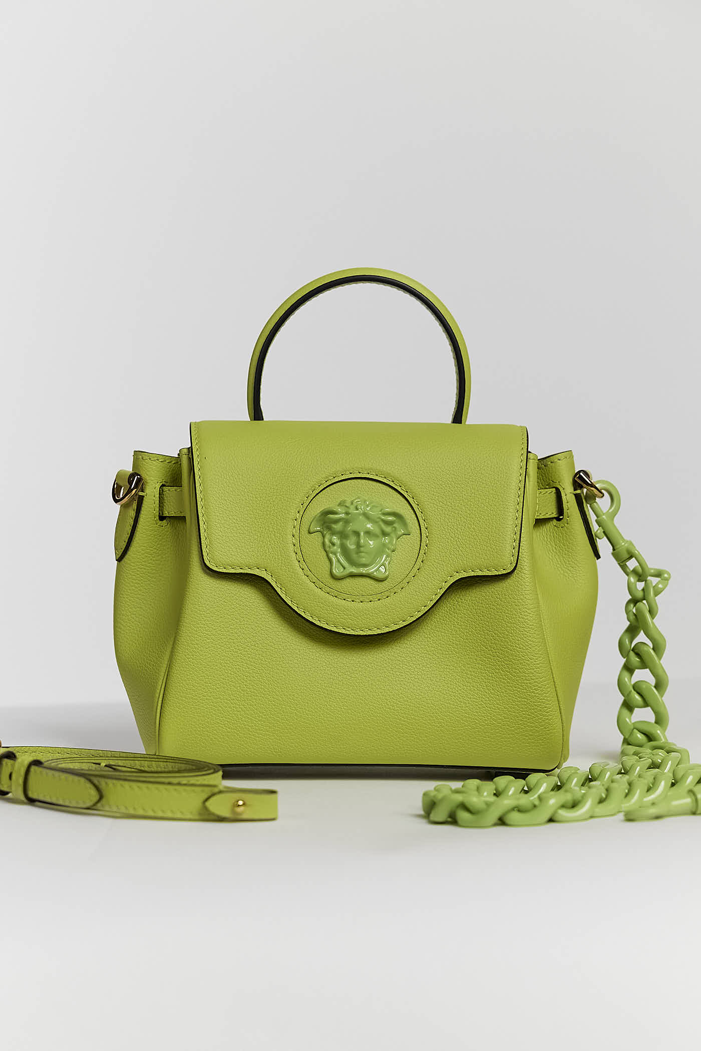 Versace La Medusa Mini Top Handle Bag in Leather
