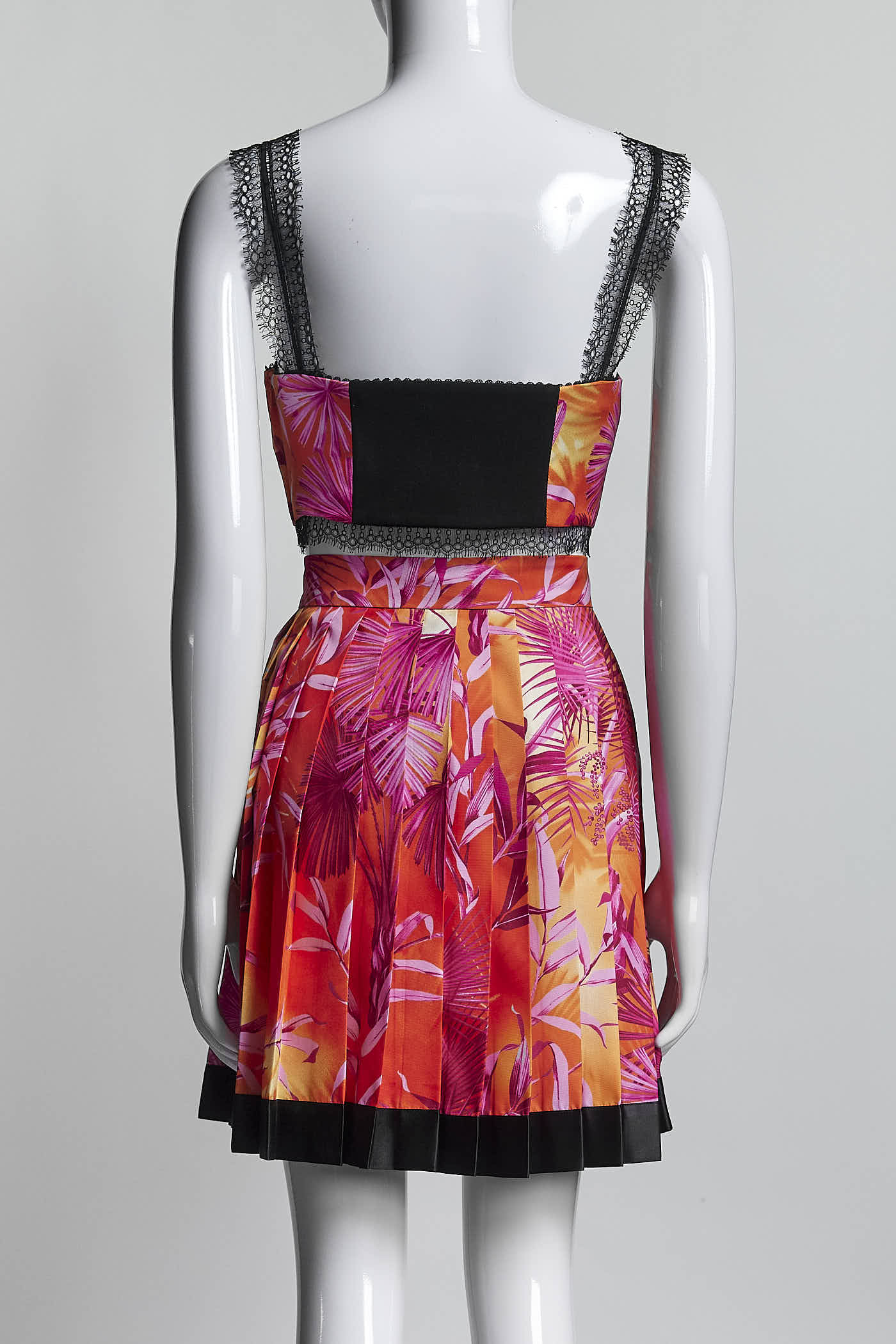 Versace Orange Tropical Print Corset/Skirt Set 42