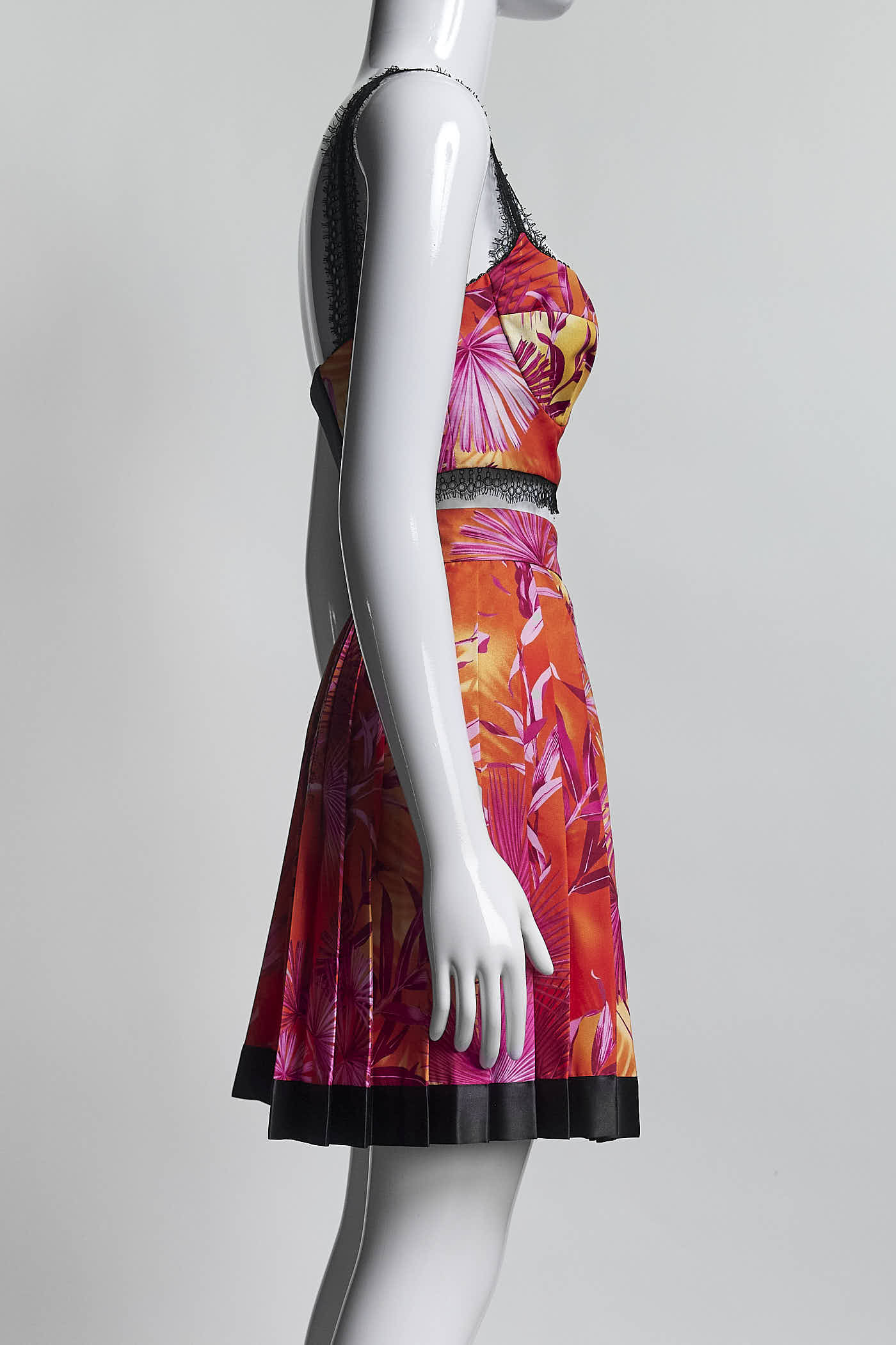 Versace Orange Tropical Print Corset/Skirt Set 42