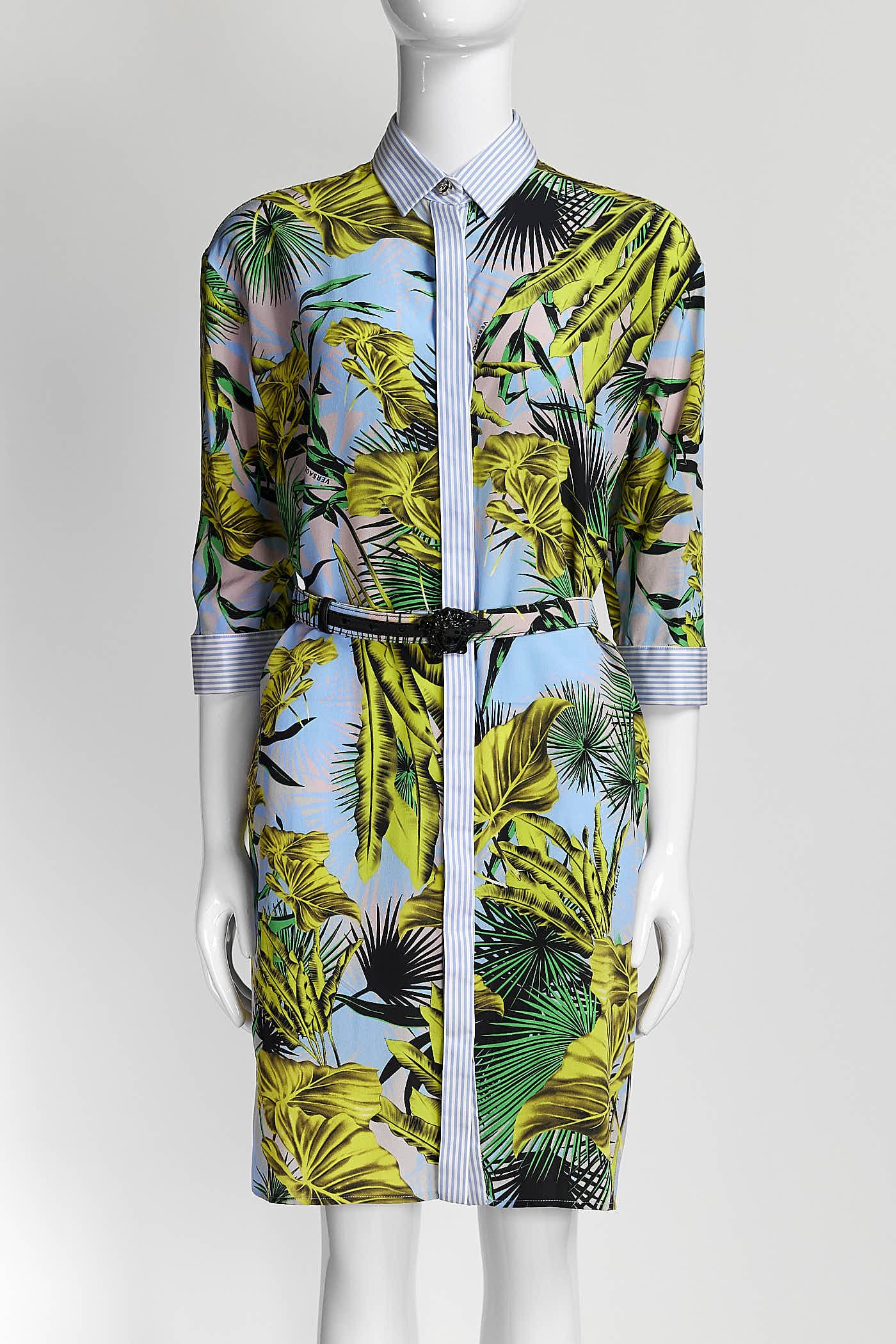 Versace Palm Print Blue Dress 38