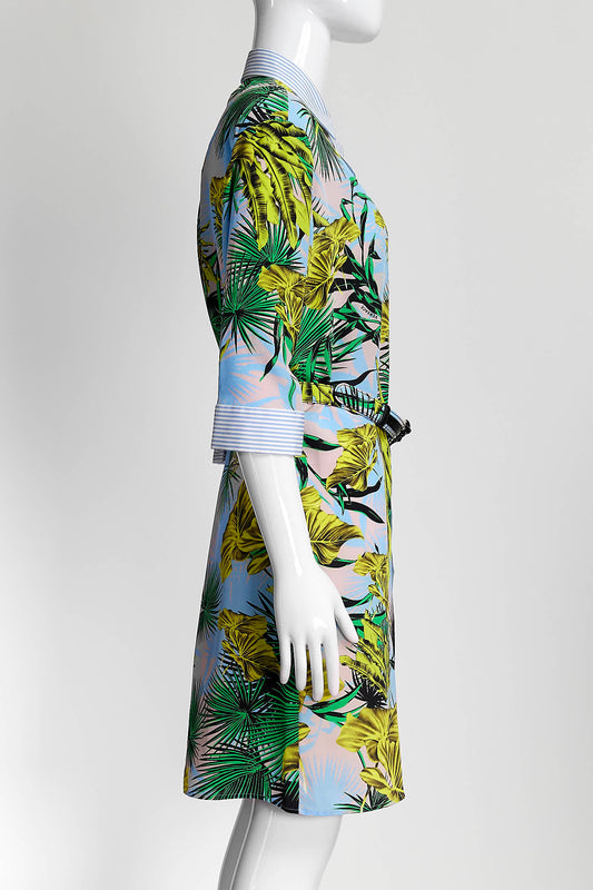 Versace Palm Print Blue Dress 38