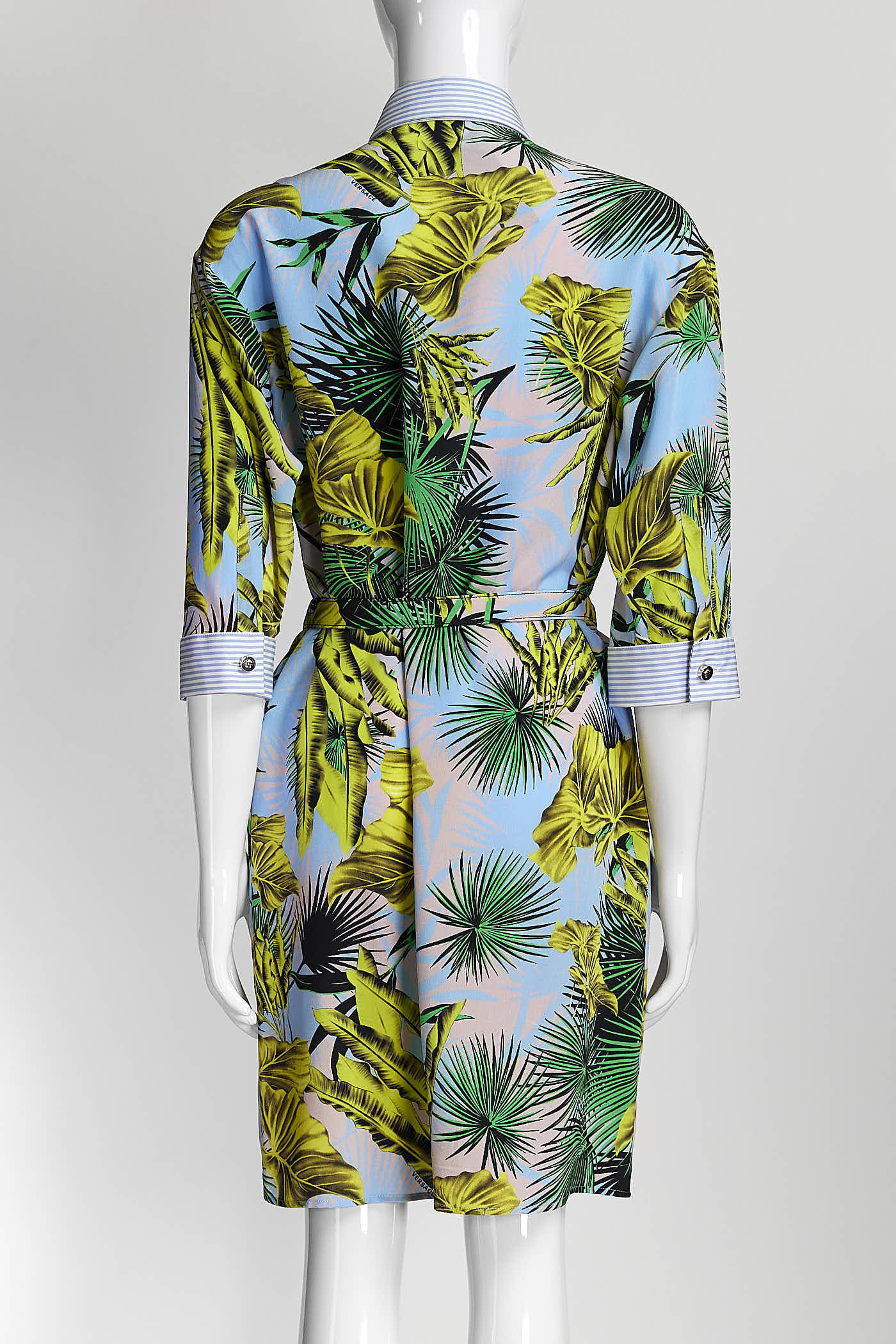 Versace Palm Print Blue Dress 38