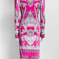 Versace Pink Baroque Printed Shirt Dress 42