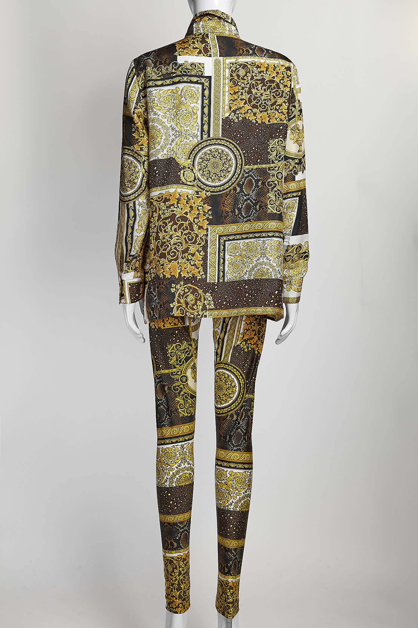 Versace Silk Baroque Printed Shirt/Leggings 40