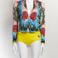 Versace Yellow/Pink Seashell Bodysuit/Skirt Set 40