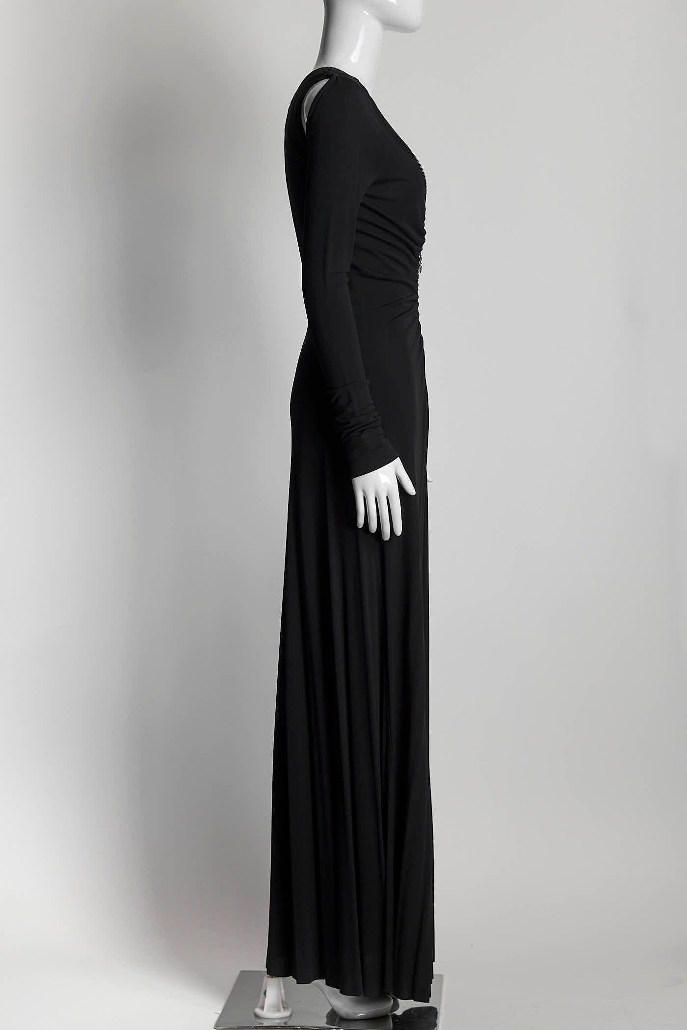 Victoria Beckham Black Dress with Silver Zipper Detail UK10