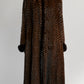 Vintage Brown Checkered Fur Coat S