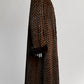 Vintage Brown Checkered Fur Coat S