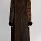 Vintage Brown Checkered Fur Coat S