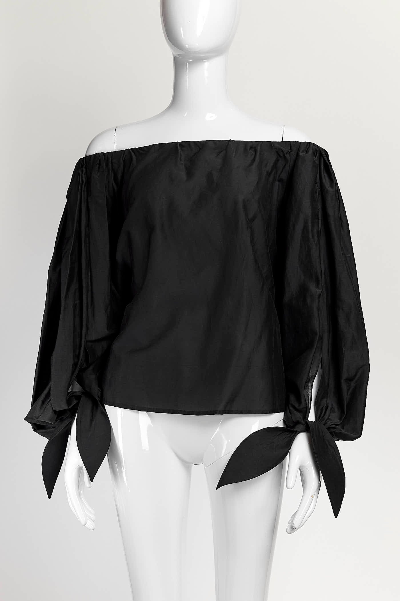 Yves Saint Laurent Black Puffy Sleeves Blouse 38