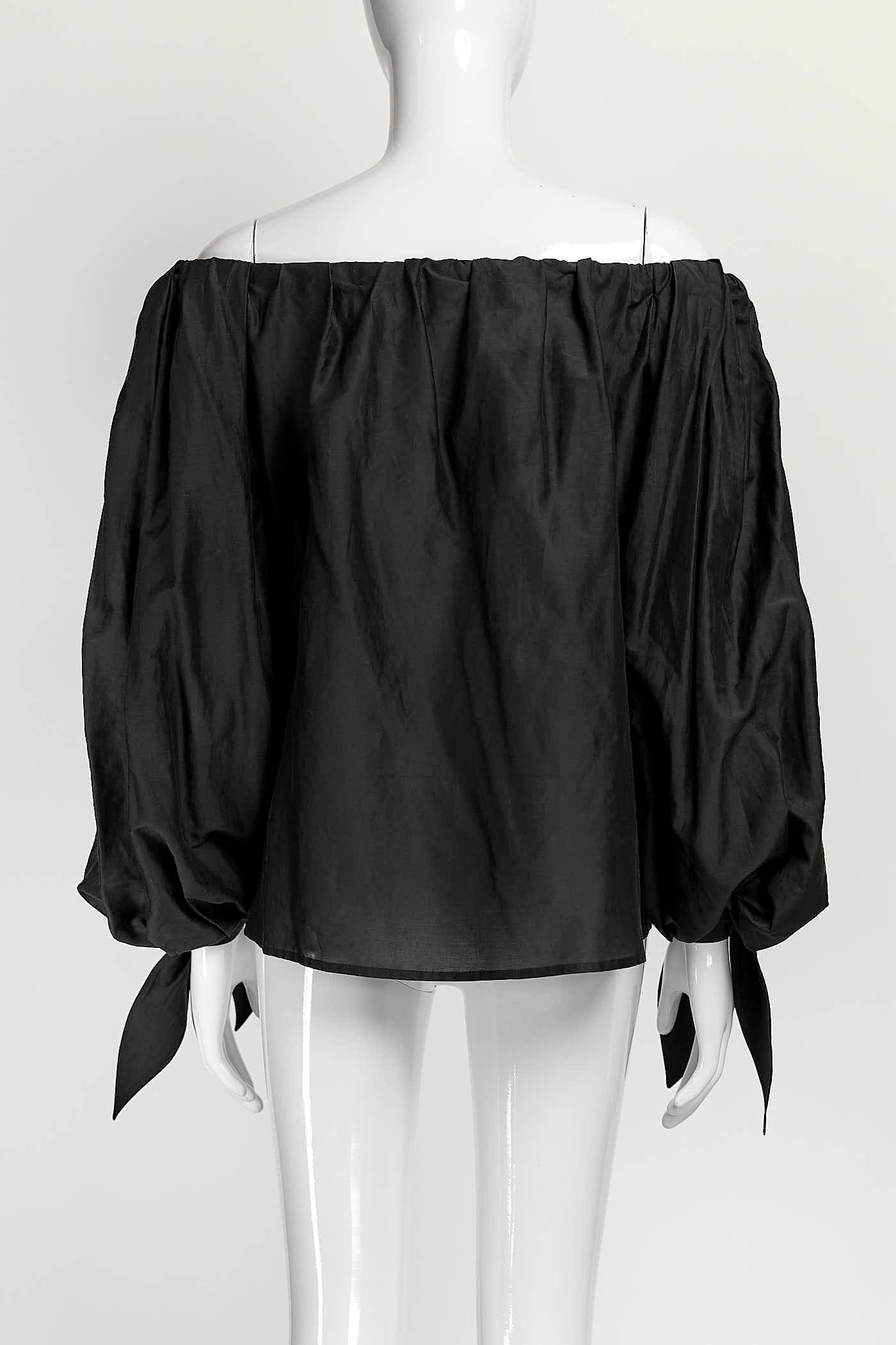 Yves Saint Laurent Black Puffy Sleeves Blouse 38
