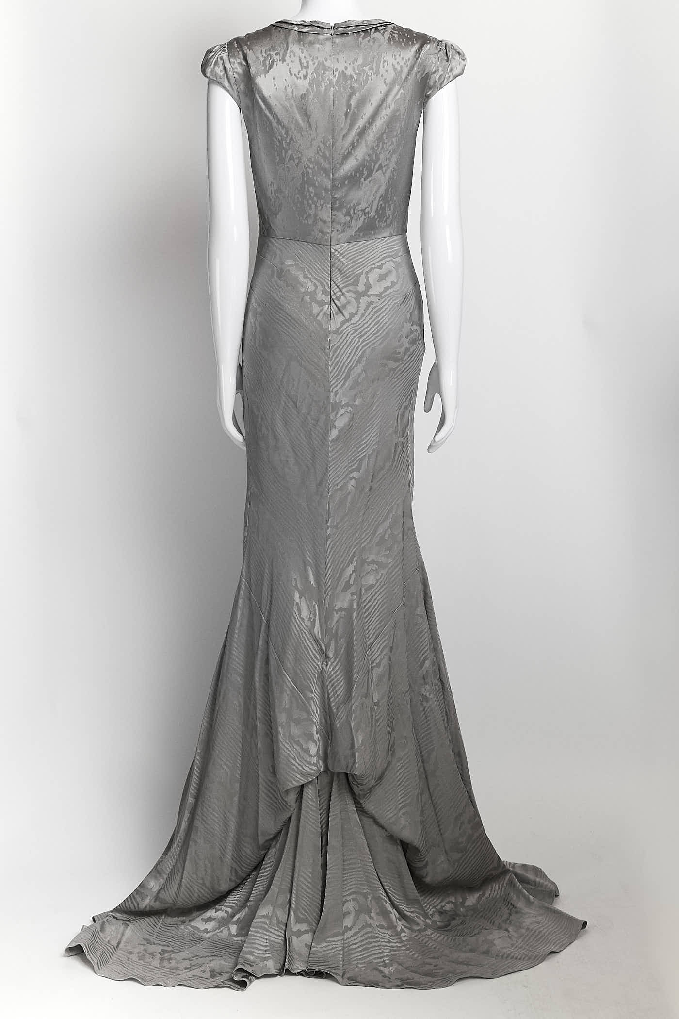 ZACPOSEN Grey Wavy Pattern Dress 4