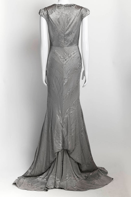 ZACPOSEN Grey Wavy Pattern Dress 4