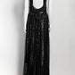 ZUHAIR MURAD Black Beaded Sequin Open Back Gown US 8
