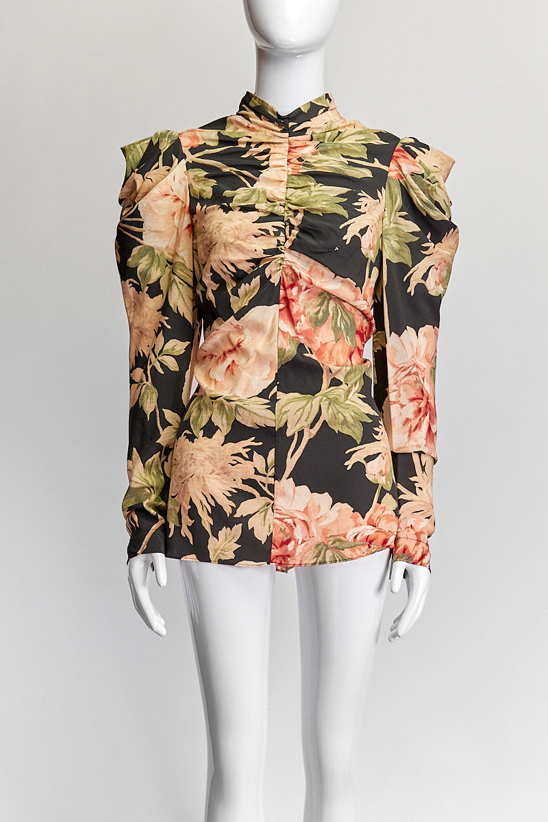 Zimmermann Black Silk Floral Printed Blouse S