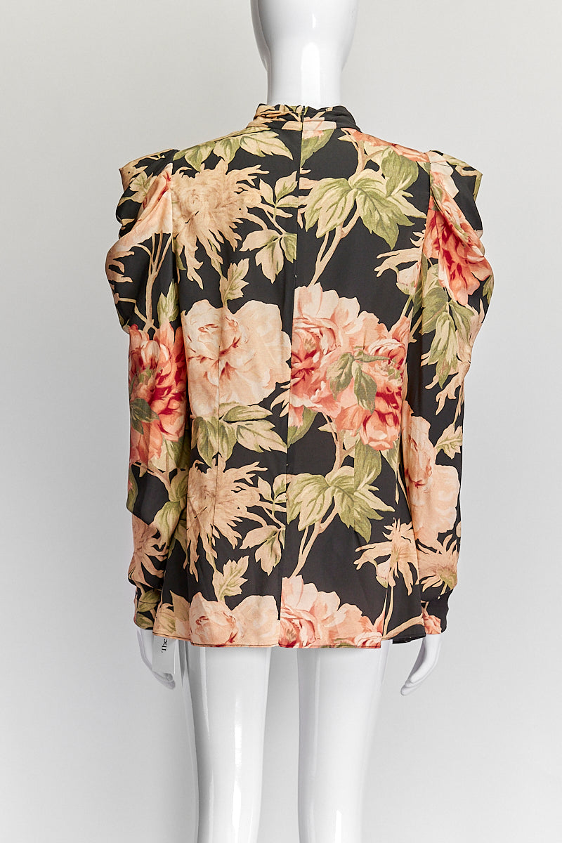 Zimmermann Black Silk Floral Printed Blouse S