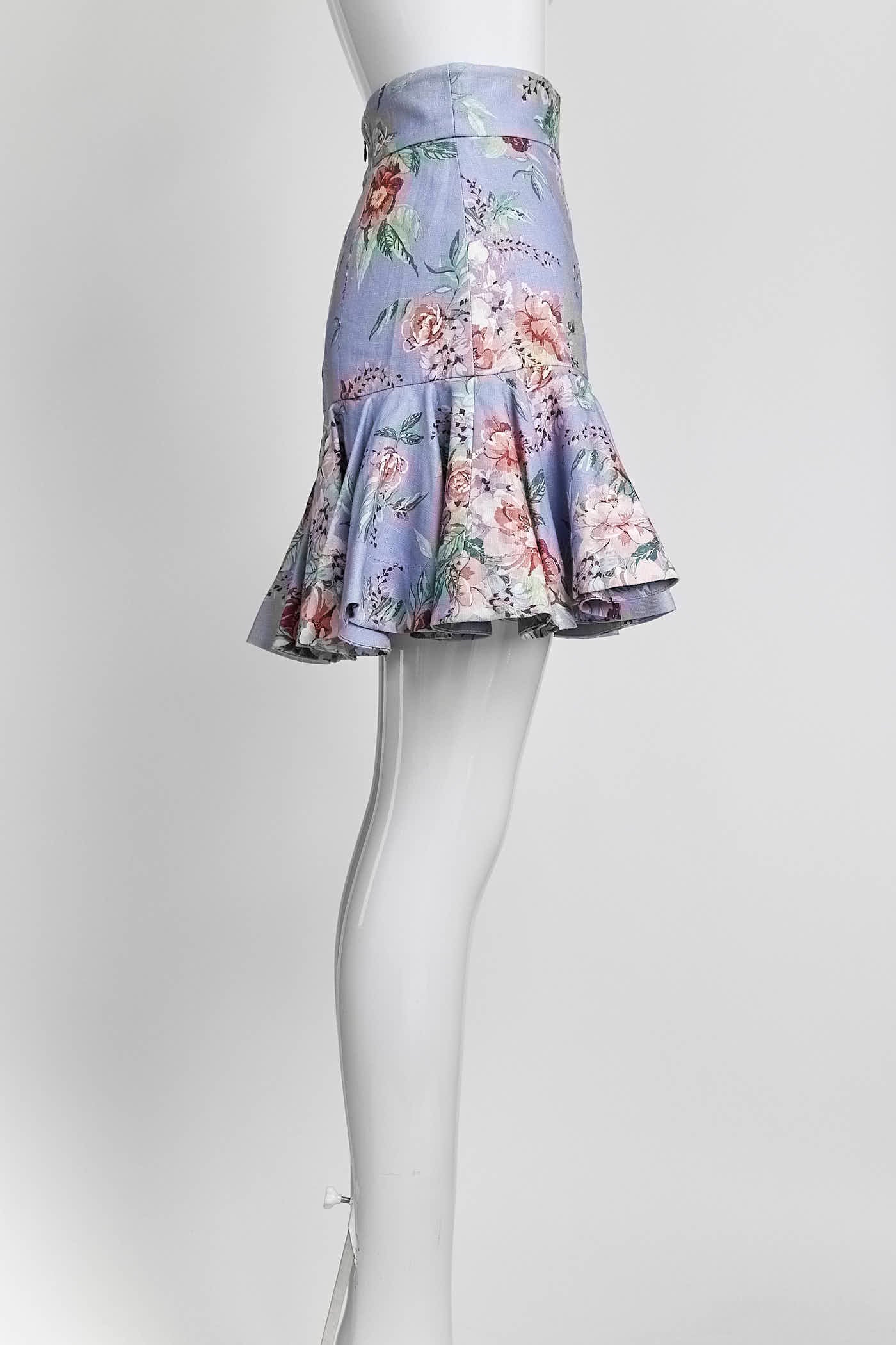 Zimmermann Blue Floral Print Skirt OP