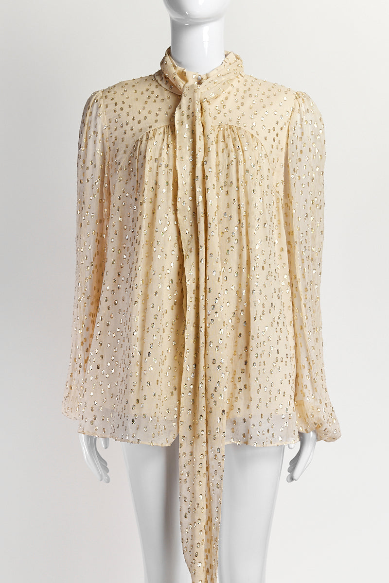 Zimmermann Champagne Tie Polka Dots Blouse AU3