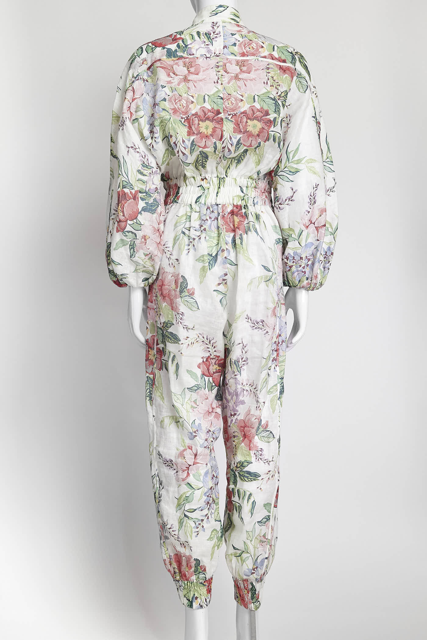 Zimmermann Floral Linen White Jumpsuit 0