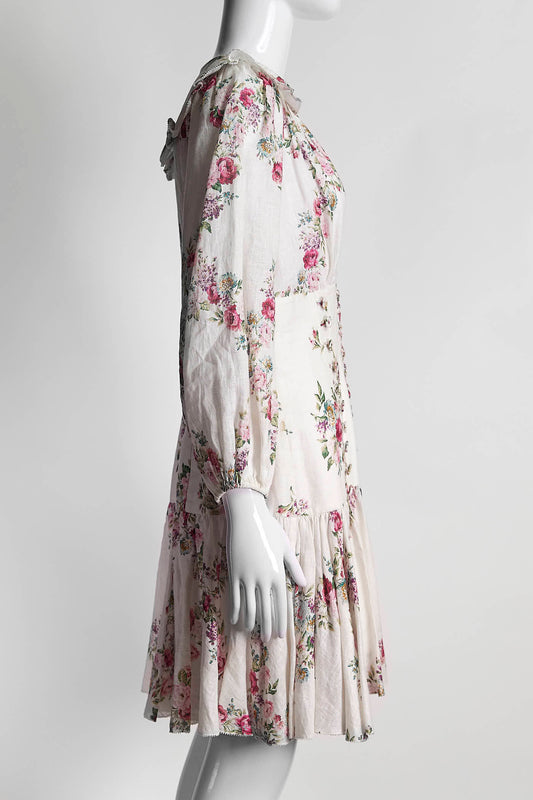 Zimmermann Honour Corset Floral Linen Ruffle Mini Dress 2