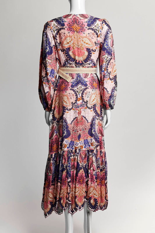 Zimmermann Laurel Billow Floral-Print Linen Midi Dress 1