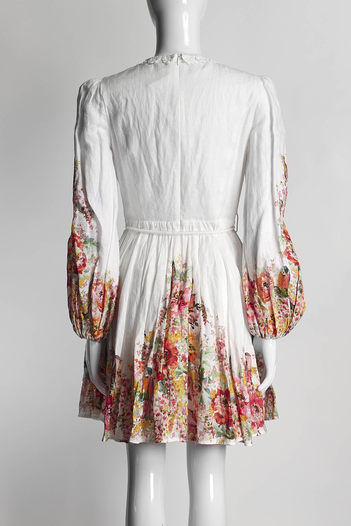 Zimmermann Mae Embellished Linen Mini Dress Floral Print 1