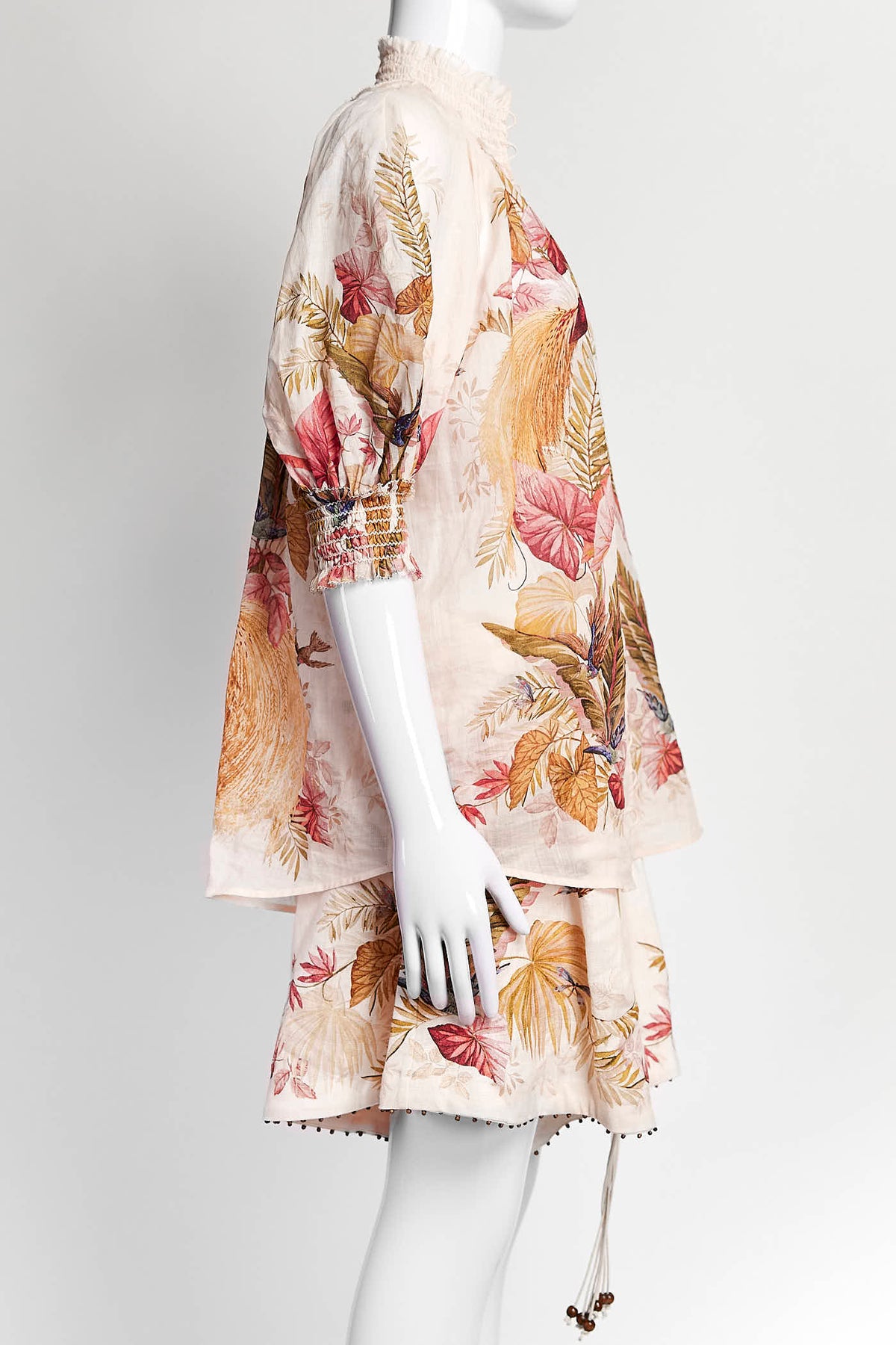 Zimmermann Pink Ascension Shirred Floral Blous with Short 0