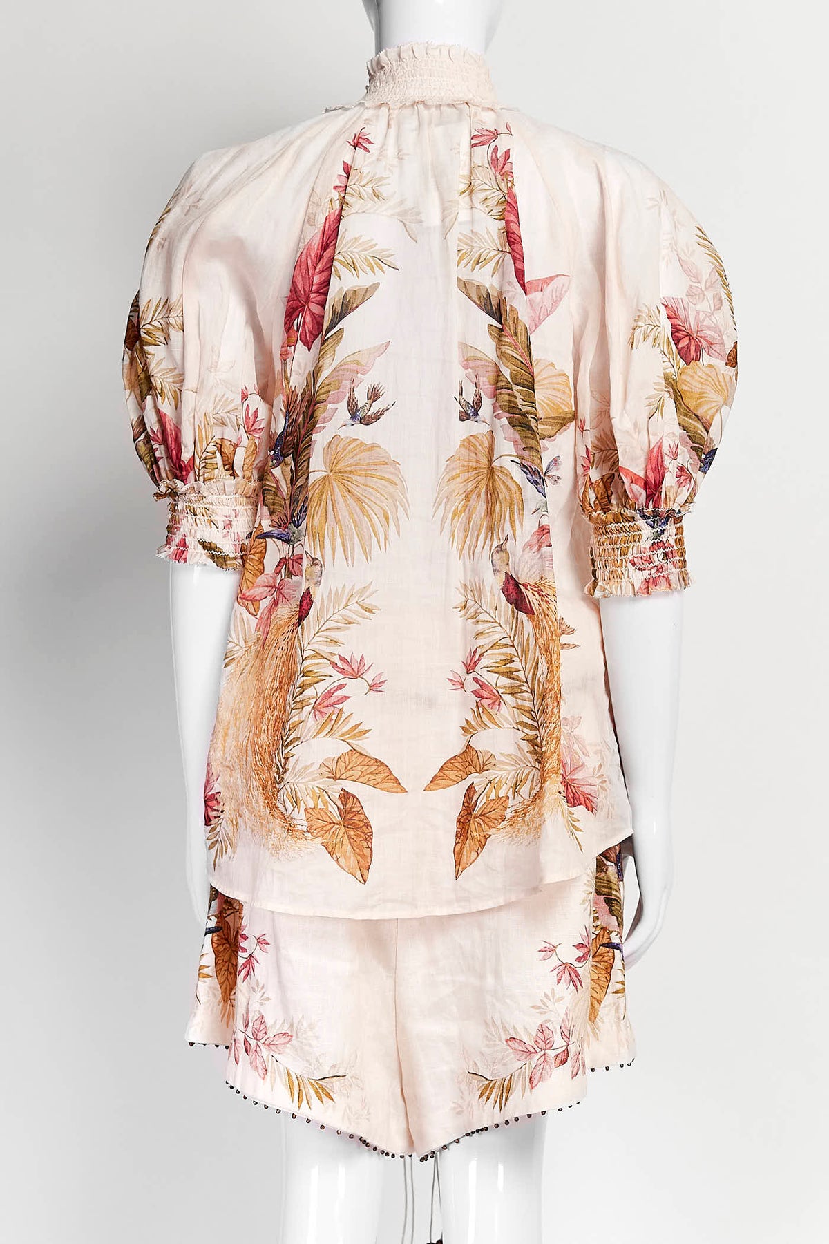 Zimmermann Pink Ascension Shirred Floral Blous with Short 0